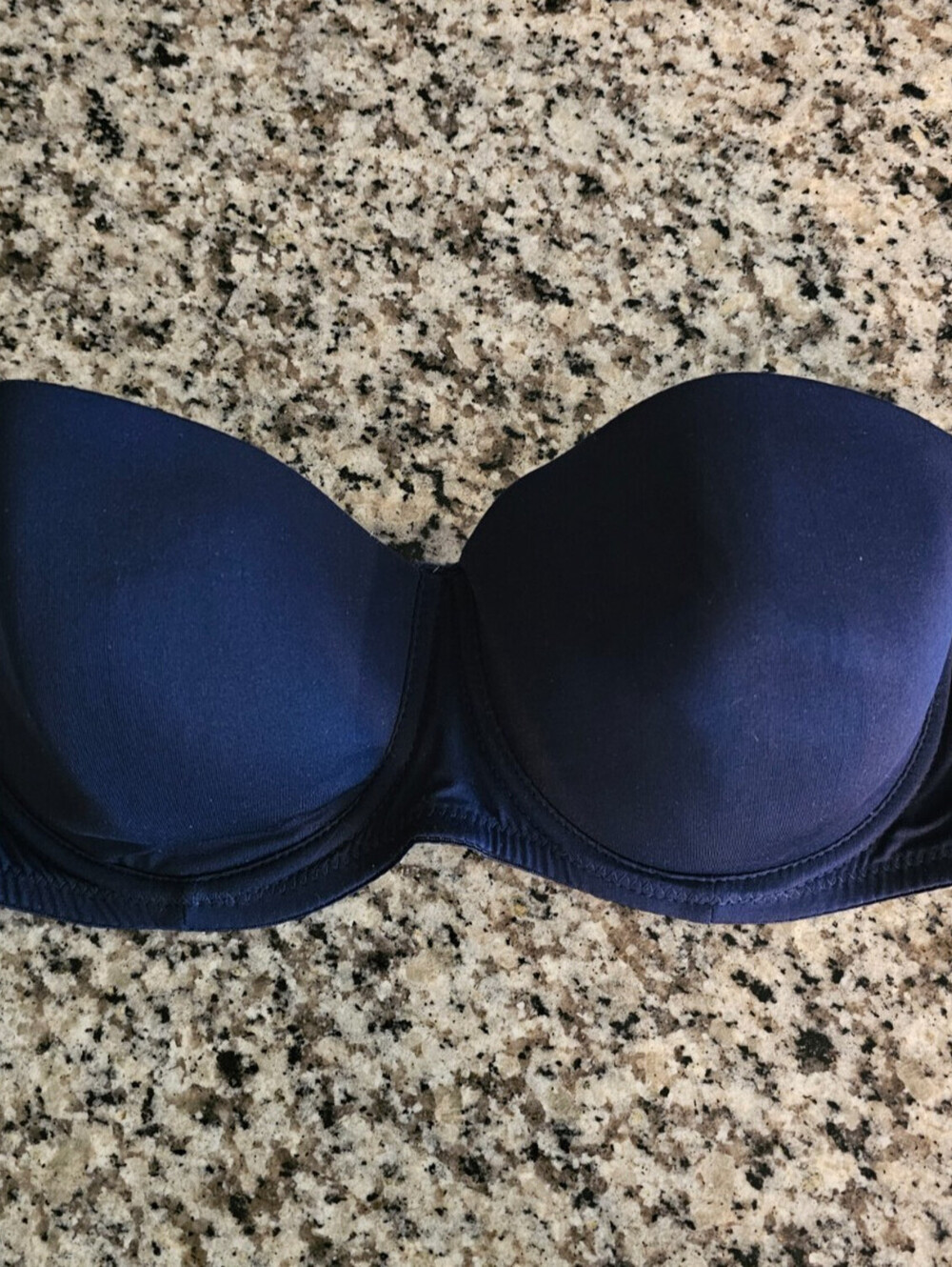 Womens Sz 38D Strapless Lightly Lined T Shirt Bra Dark Navy Blue